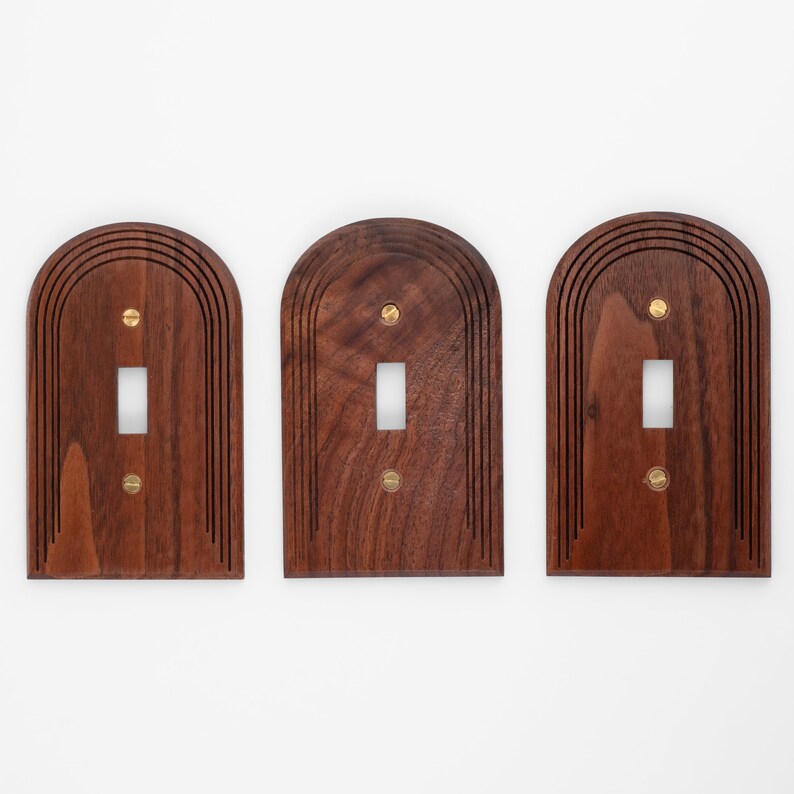 3 Pack Decorative Arch Wood Light Switch Plate Cover for Single Gang