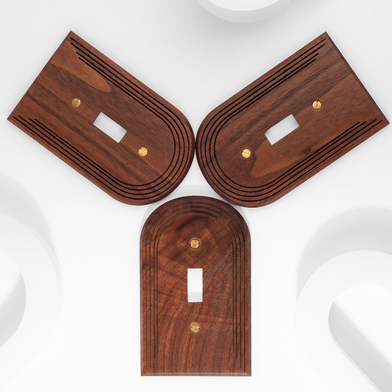 3 Pack Decorative Arch Wood Light Switch Plate Cover for Single Gang