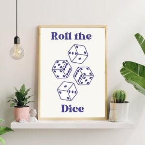 Roll the Dice Print, Trendy Preppy Print For Apartment, Dorm Rooms, Teen Rooms, Retro Room Decor, Digital Print, Cute Aesthetic Decor