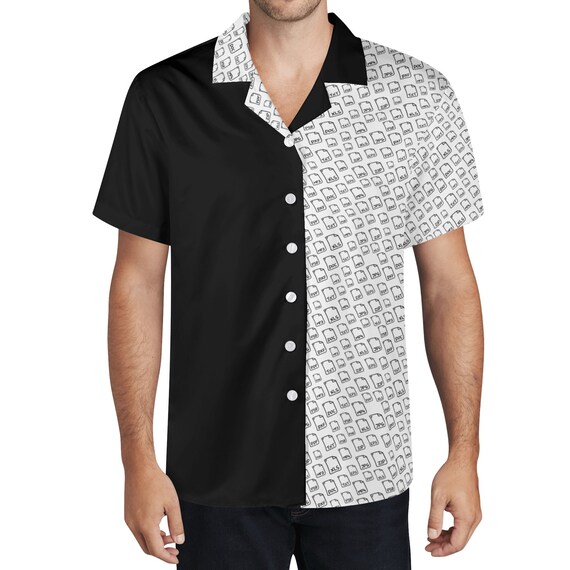 Hawaiian Shirt Business Casual Two Tone Split Black White Button Up Perfect for Office Wear PDF Excel Document Etsy