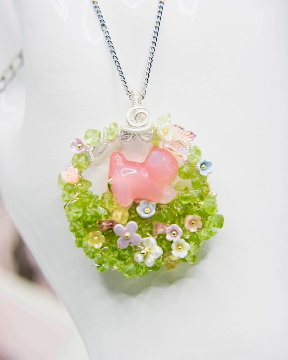 Cute Cat Necklace for Women, Quirky Cat Lover Necklace, Agate