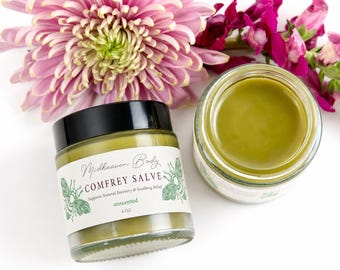 Comfrey Salve Organic: Herbal Balm for Dry Skin, 2oz or 4oz