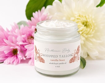 Whipped Tallow Vanilla Bean : Grass-Fed USA Beef, Handcrafted Skincare