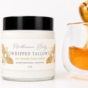 Manuka Honey Whipped Tallow Body Butter: Unscented Natural Moisturizer