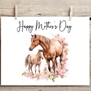 Tarjeta de caballo feliz día de la madre imprimible