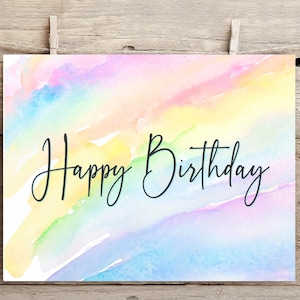 Carte de joyeux anniversaire arc-en-ciel à imprimer
