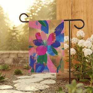 Bright Floral garden flag, Pop Art flag, Summer floral flag, Beautiful garden flag, Elegant garden flag