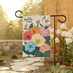 Hello Spring Garden Flag, Floral Garden Flag, Home and Garden Decor, Sunflower Yard Sign, Spring & Summer Decoration, Garden Gifts