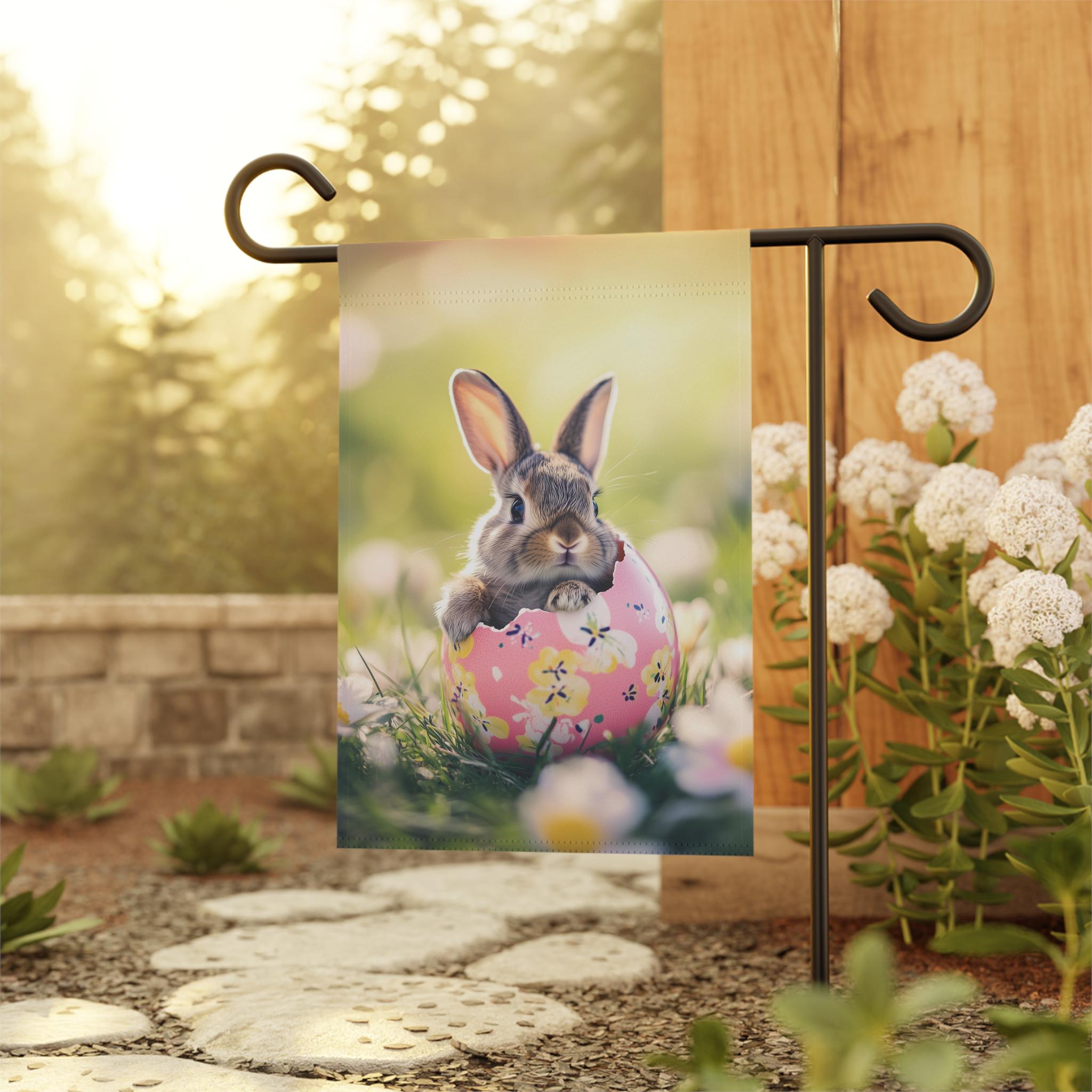 Happy Easter Decorative Garden Flag 12x18 - Easter Bunny & Eggs - 51groups