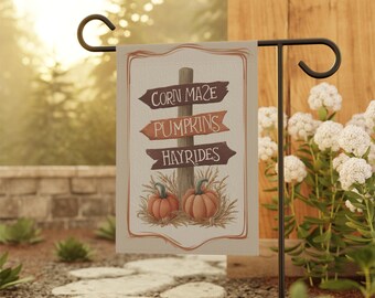 Autumn Garden Flag: Corn Maze Pumpkin Design - Fall Home Decor