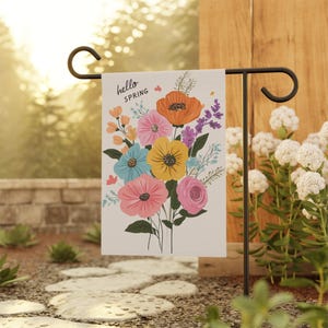 Hello Spring Garden Flag, Sunflower Garden Flag, Home and Garden Decor, Sunflower Yard Sign, Spring & Summer Decoration, Garden Gifts