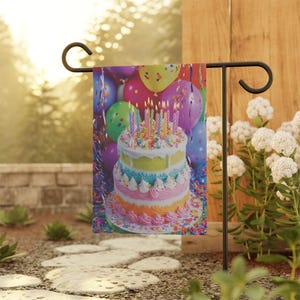 Birthday Cake Garden Flag, Personalized Flag, Customizable Flag, Birthday Flags, Birthday Gifts, Garden Flag Gift