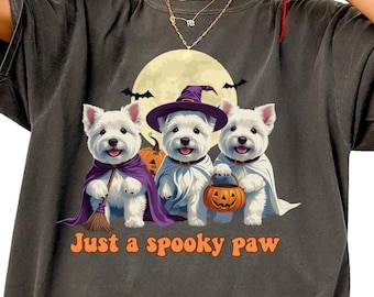 Just a Spooky Paw Shirt, Halloween dog Shirt, Westie Halloween Shirt, Dog Lover Shirt, Westie Mom Halloween Shirt