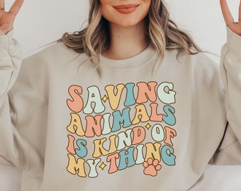 Tiere zu retten ist meine Dose Sweatshirt, Vet Tech Rundhalsausschnitt, Vet Tech Shirt, Geschenk Veterinärschule, Hunderettungs-Liebhaber, Katzenliebhaber Geschenk