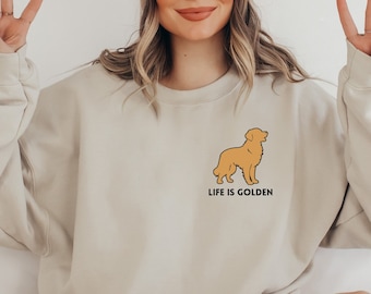Felpa Golden Retriever, Maglietta per mamma Golden Retriever, Maglietta Life is Golden, Felpa per mamma di cane, Girocollo Golden Retriever, Regalo per mamma di cane