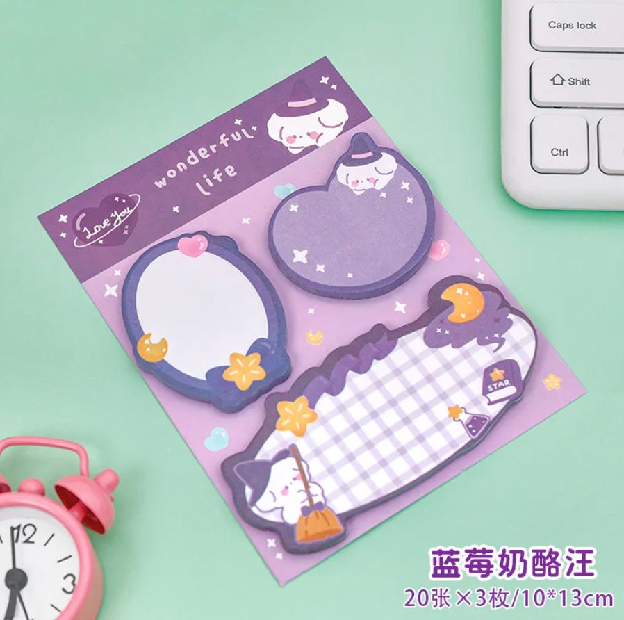 Cute Cartoon Sticky Notes Set | Kawaii Memo Pads - Etsy