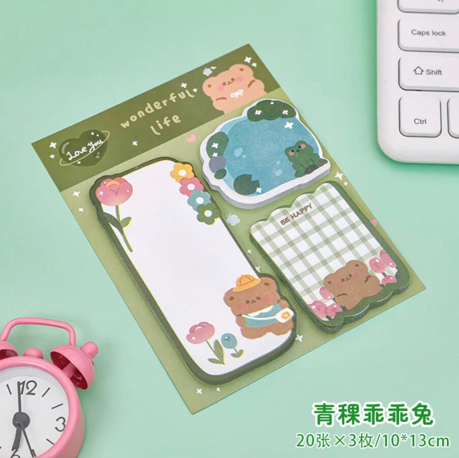Cute Cartoon Sticky Notes Set | Kawaii Memo Pads - Etsy