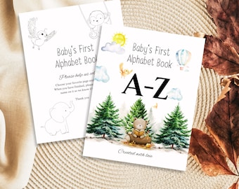 ABC Baby Shower Coloring Book, ABC Book, Animal Alphabet, Baby Shower Game, Coloring Pages