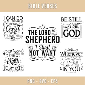 Bibel Vers PNG SVG Bundle, Christliche SVG, Schrift svg, Christliche Zitate, Schriftzitate, SVG Bundle