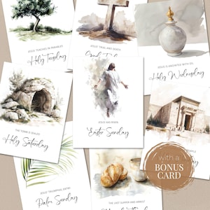Karwoche Countdown | Bibel Karwoche Studienkarten | Christlicher Osteradvent | Karwoche Printable | Druckbare Oster-Geschichte Devotionalien