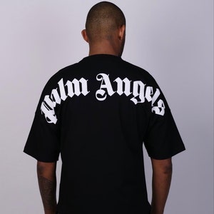 Camiseta Palm Angels, Camiseta de algodón negra para HOMBRE, camisa oversize estilo streetwear