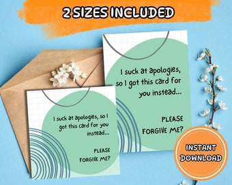 Funny Suck At Apologies Card For Friends | Digital Download & Instant Apology Gift| Printable Sorry Card | Last-Minute Sorry Gifts