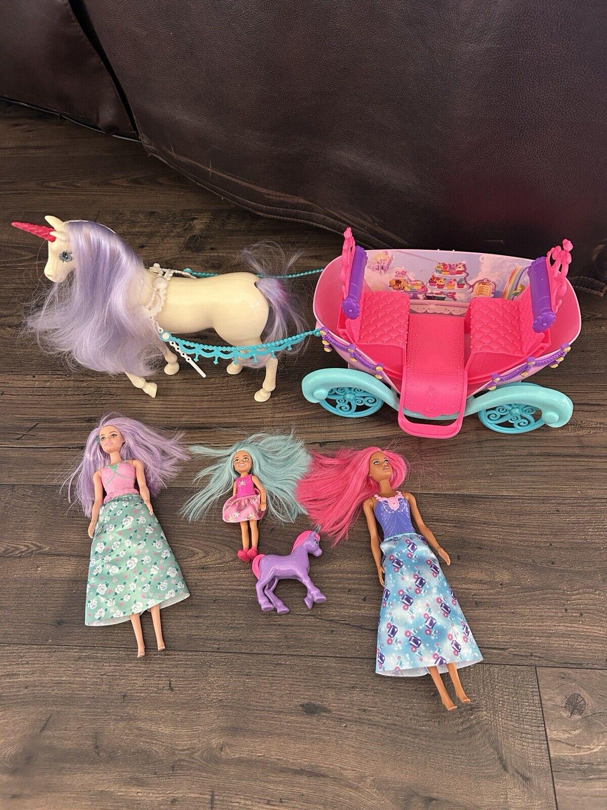 Unicorn Barbie Carriage Toy Sparkle Girlz Unicorn And Princess