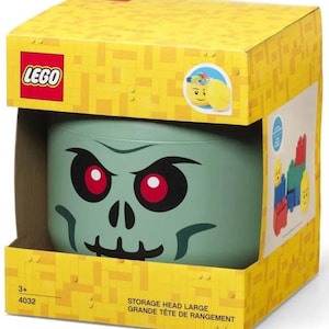 LEGO Halloween Storage Head Container, GREEN Spooky Scary Skeleton Zombie LARGE