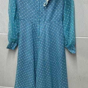 Vintage Antique Aqua Blue Polka Dot Dress