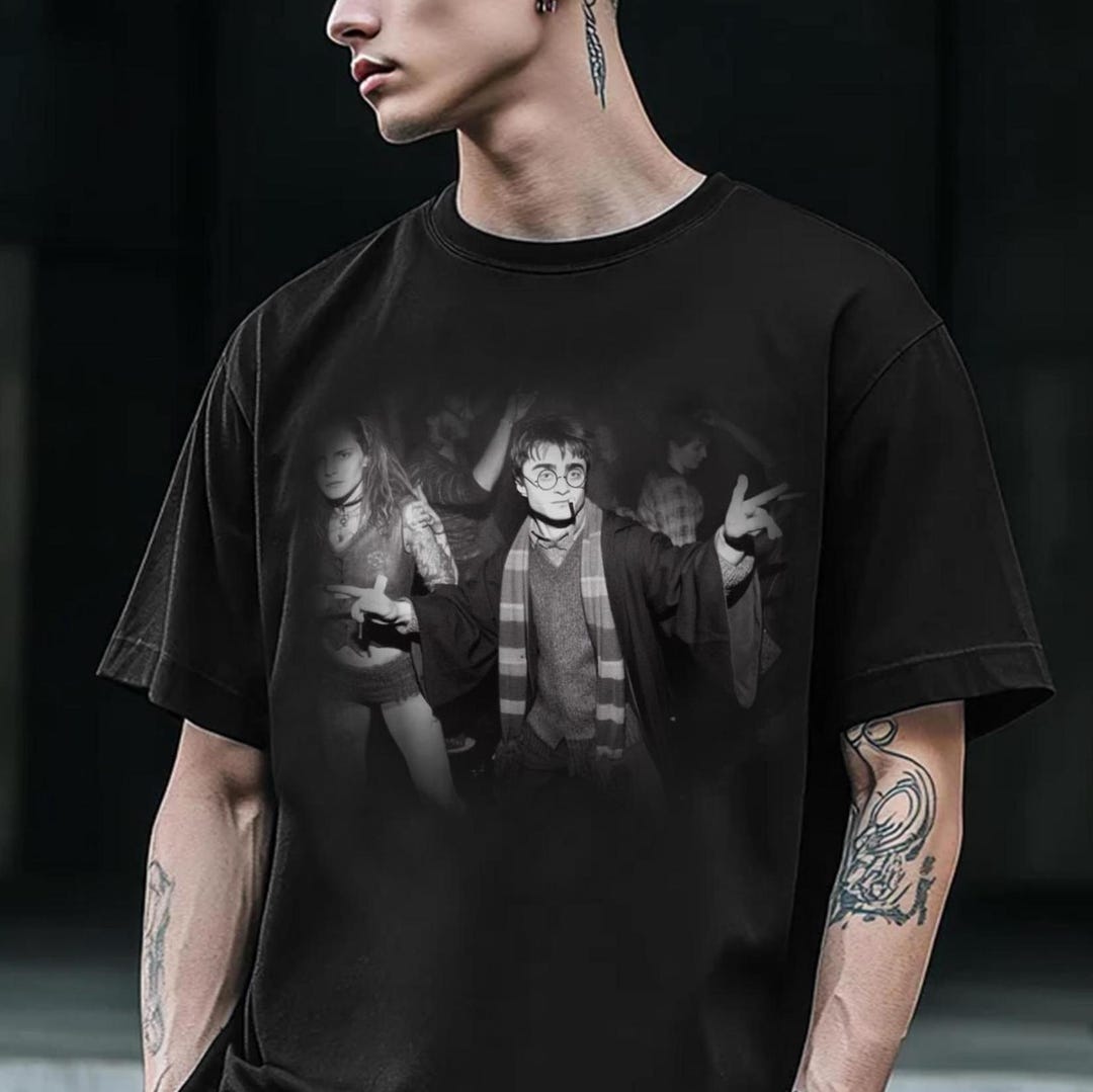 Harry Potter and Hermione Rave Oversized Tee, Men's Graphic Shirt ...