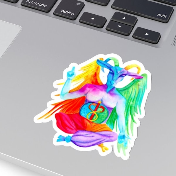 Colorful Rainbow Baphomet Kiss-Cut Stickers, Secular Sticker, Freethinker Sticker, Non-religious Sticker