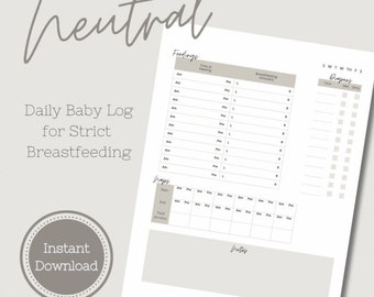 Newborn Feeding & Diaper Tracker: Printable Baby Schedule (PDF Download)