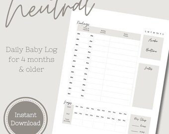 4 Month+ | Newborn Feeding & Sleep Tracker | Printable Baby Schedule (PDF Download)