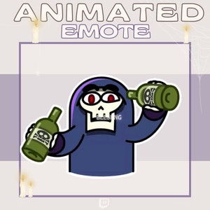 Animated Twitch Emote » Party Reaper » Halloween Emotes | Skeleton Emote, Chug Emote, Spooky Emotes, Halloween Emote, Drunk Emote