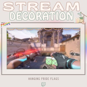 Hanging Pride Flags ‣ Stream Decorations | Pride Month Decorative Stream Banner ‣ Twitch Overlays, Twitch Screens, Stream Décor