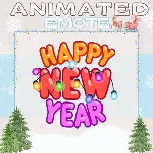 Emote animée pour Twitch » Emotes « Happy New Year » pour Twitch | Emotes de Noël, Emotes des fêtes, Emote du Nouvel An, Noël Twitch, 2025