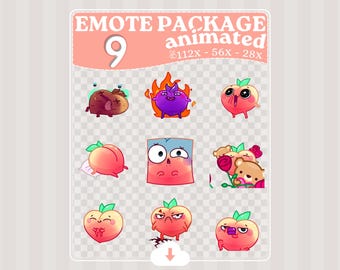 The Peach Series ·  9 Animated Emotes · Twitch · Discord · Stream Emote Pack