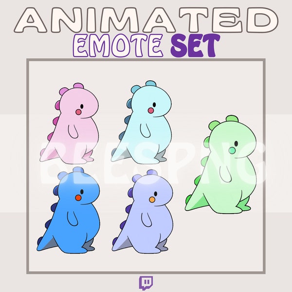 Animated Emote Set » ''Dancing Dino, 5pc Set'' » Emotes for Twitch | Cute Emotes, Dancing Emotes, Hype Emotes, Emote Pack | Instant Download