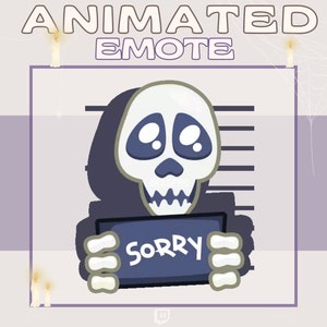 Animated Twitch Emote » My Apologies » Halloween Emotes | Skeleton Emote, Sorry Emote, Spooky Emotes, Halloween Emote, Mugshot Emote