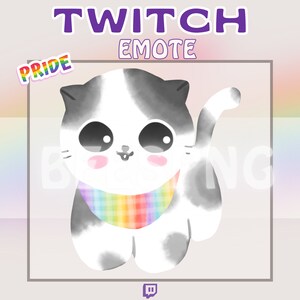 Twitch Emote » &#39;&#39;Grey Kitty Pride&#39;&#39; » Emotes for Twitch | Pride Emotes, Pride Month Emotes, Hype Emotes, LGBTQ+ Emotes | Instant Download
