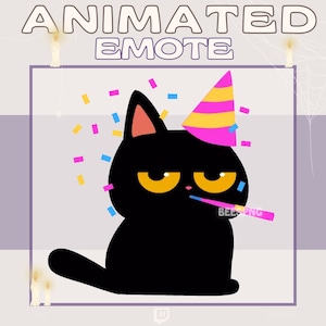 Animated Twitch Emote » So Excited » Halloween Emotes | Black Cat Emote, Party Emote, Spooky Emotes, Halloween Emote, Black Cat Emotes
