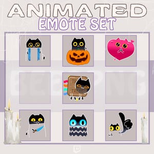 Animated Twitch Emote » Ghost Cat Set » Halloween Emotes | Black Cat Emote, Sad Emote, Spooky Emotes, Halloween Emote, Black Cat Emotes