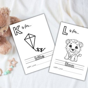 Baby&#39;s First ABC Book, Baby Shower Alphabet Book, Baby Shower Coloring Pages, Baby Shower Coloring Book, 2 Sizes Included, Instant Download
