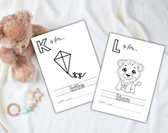 Baby's First ABC Book, Baby Shower Alphabet Book, Baby Shower Coloring Pages, Baby Shower Coloring Book, 2 Sizes Included, Instant Download