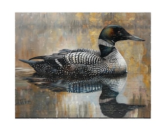 Rompecabezas de colimbo en el lago: escena de aves y naturaleza (110-1014 piezas)