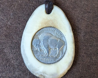 Buffalo Nickel Antler tokens are vintage, natural, handmade, unique gifts for outdoor fans. Great as zipper pulls and accessories for bags.