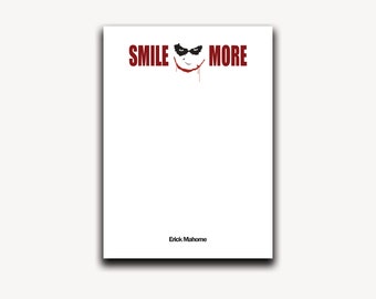 Joker Villan Notepad | Gift For Super Hero and Super Villain Movie Lovers | Personalized Notepad