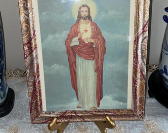 Vintage Jesus Religious Print Framed
