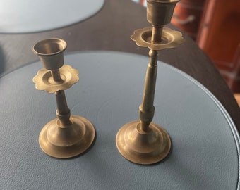 Set of 2 Vintage Brass Candle holders