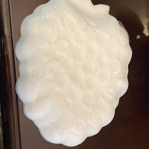 Vintage White Milk Glass Grape Pattern Candy Dish